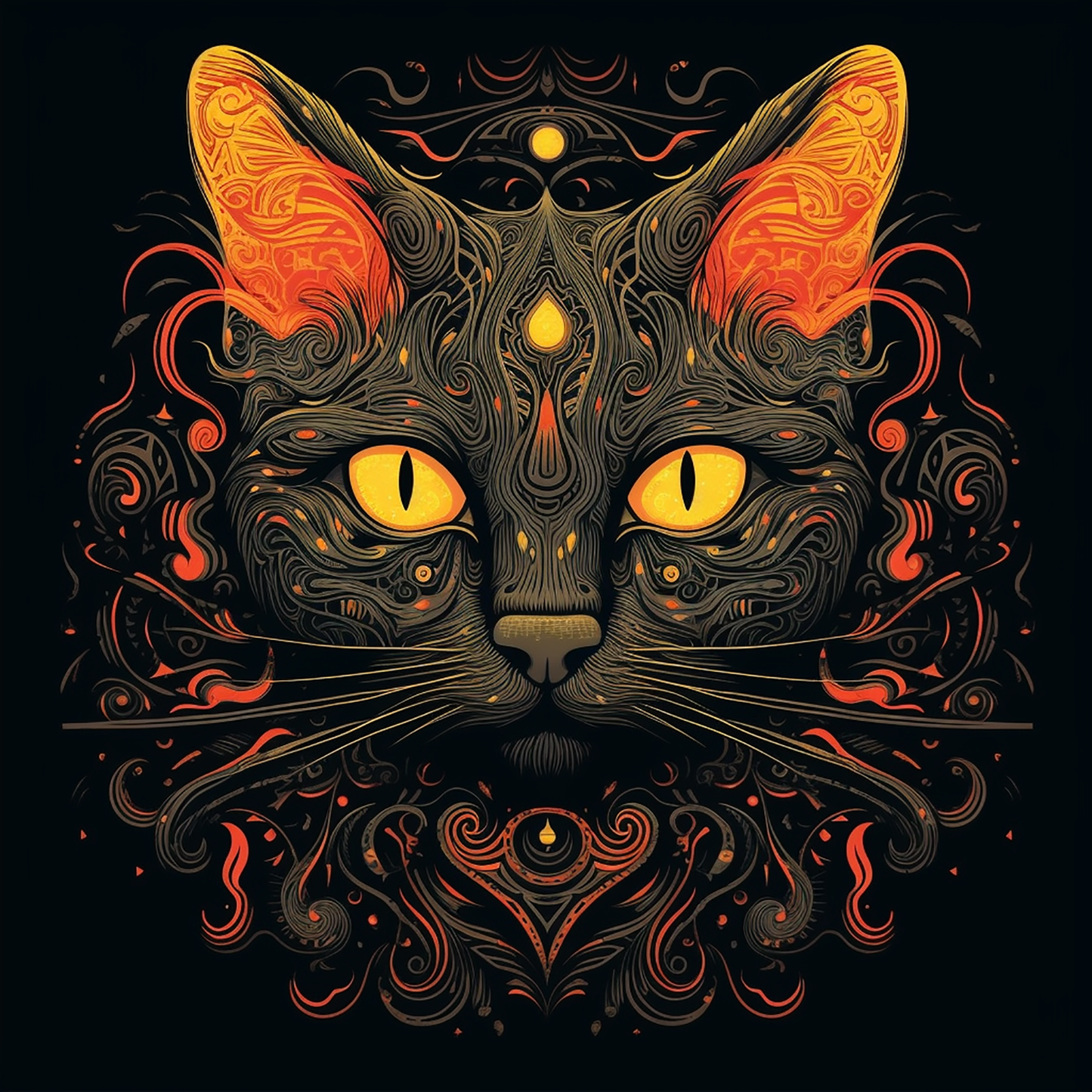 The Black Cat - Orange & Black Colors - Unisex t-shirt