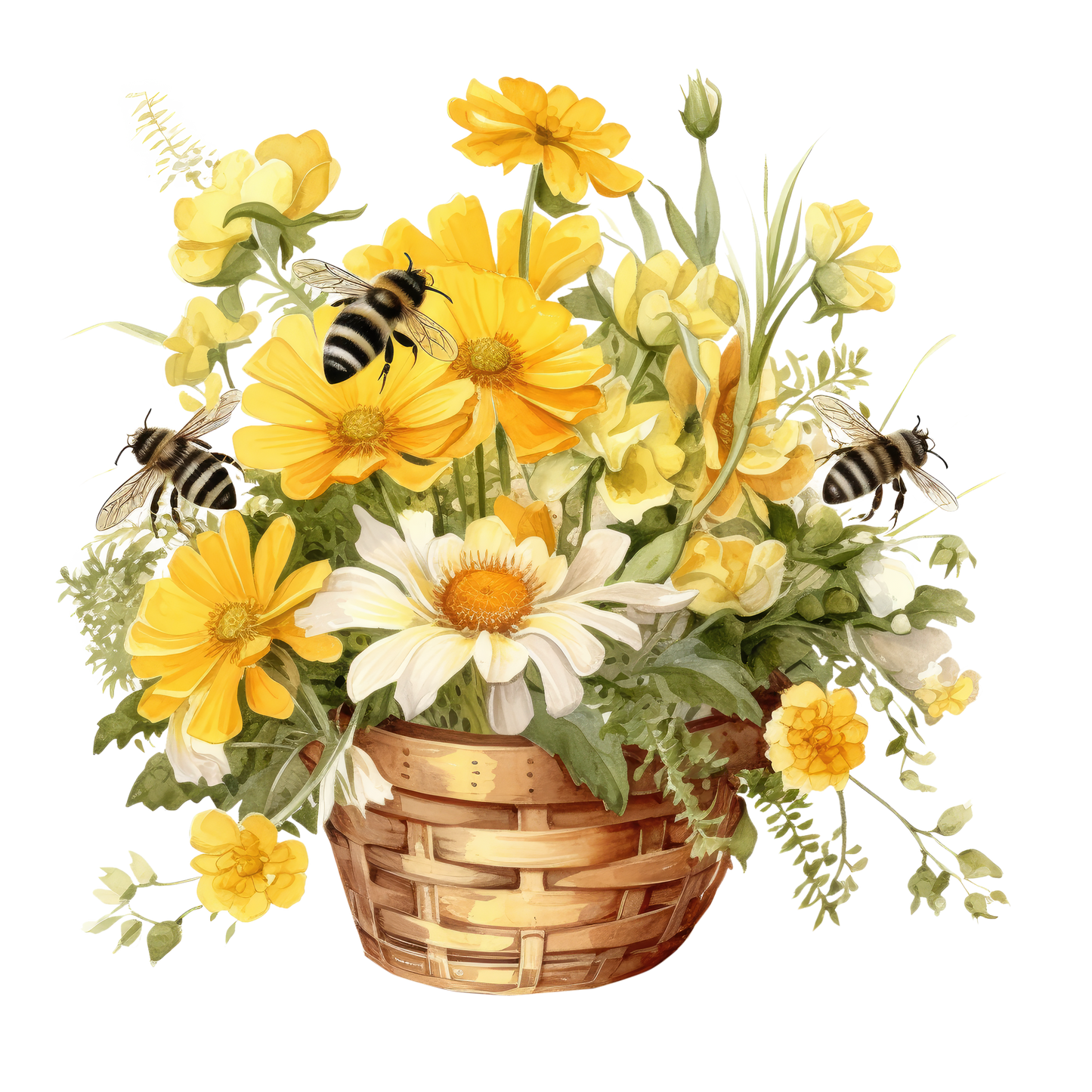 Women’s Crop Tee - Spring Flower Basket Daisy