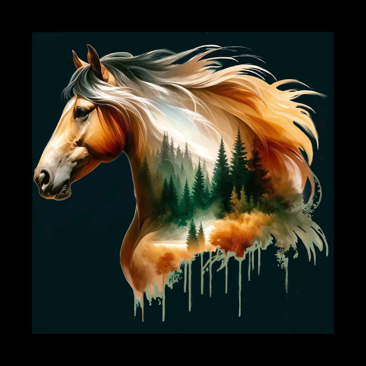 Tote bag Wild Horses 02 with Black background