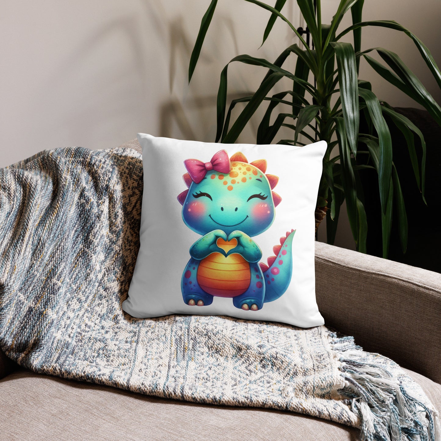 Dragon with "Heart Hands" Basic Pillow, Kawaii, Swifties