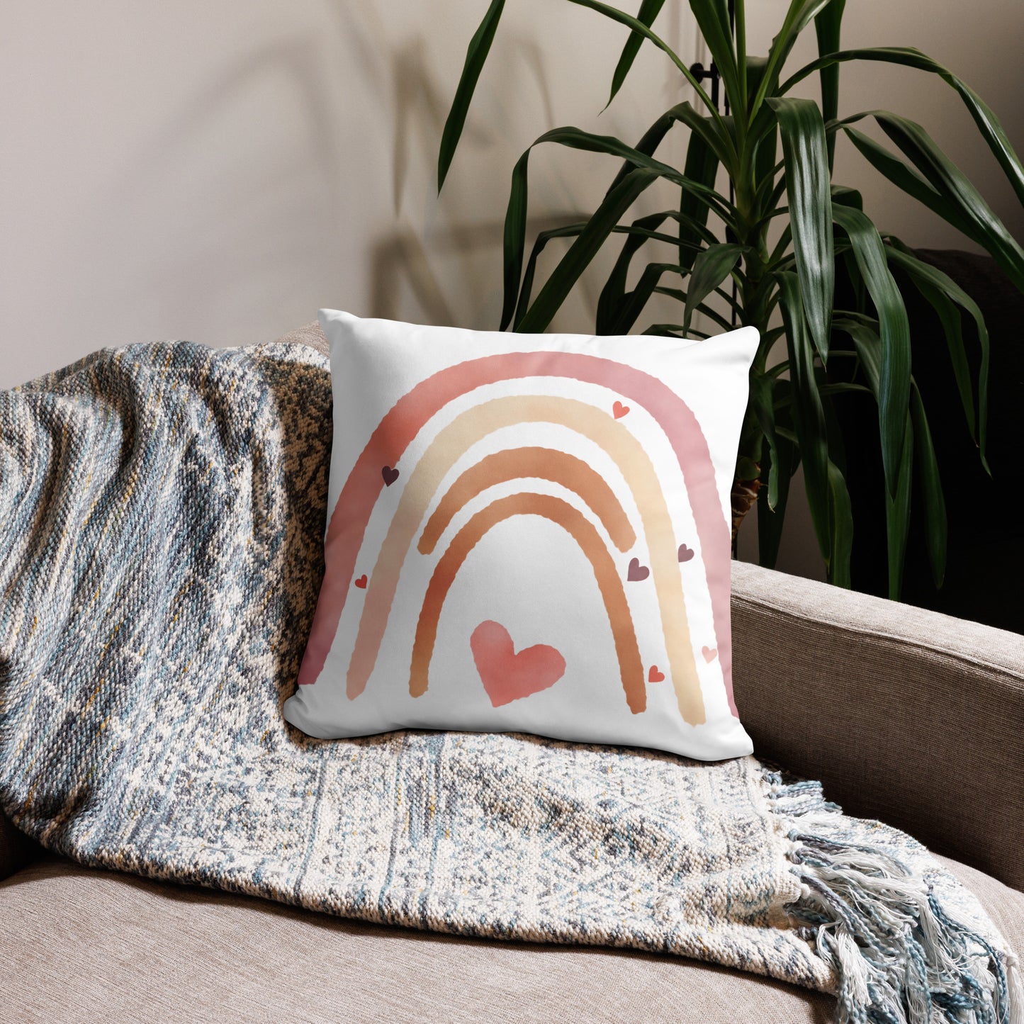 Basic Pillow "Rainbows & Hearts" Collection Pink Heart