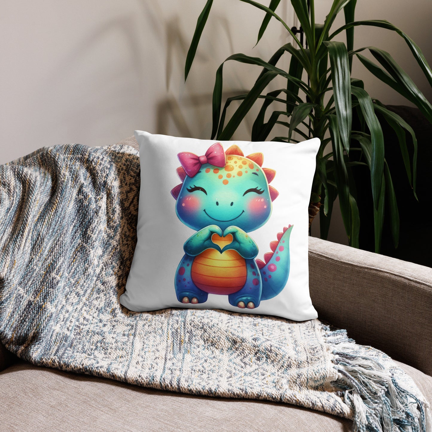 Dragon with "Heart Hands" Basic Pillow, Kawaii, Swifties