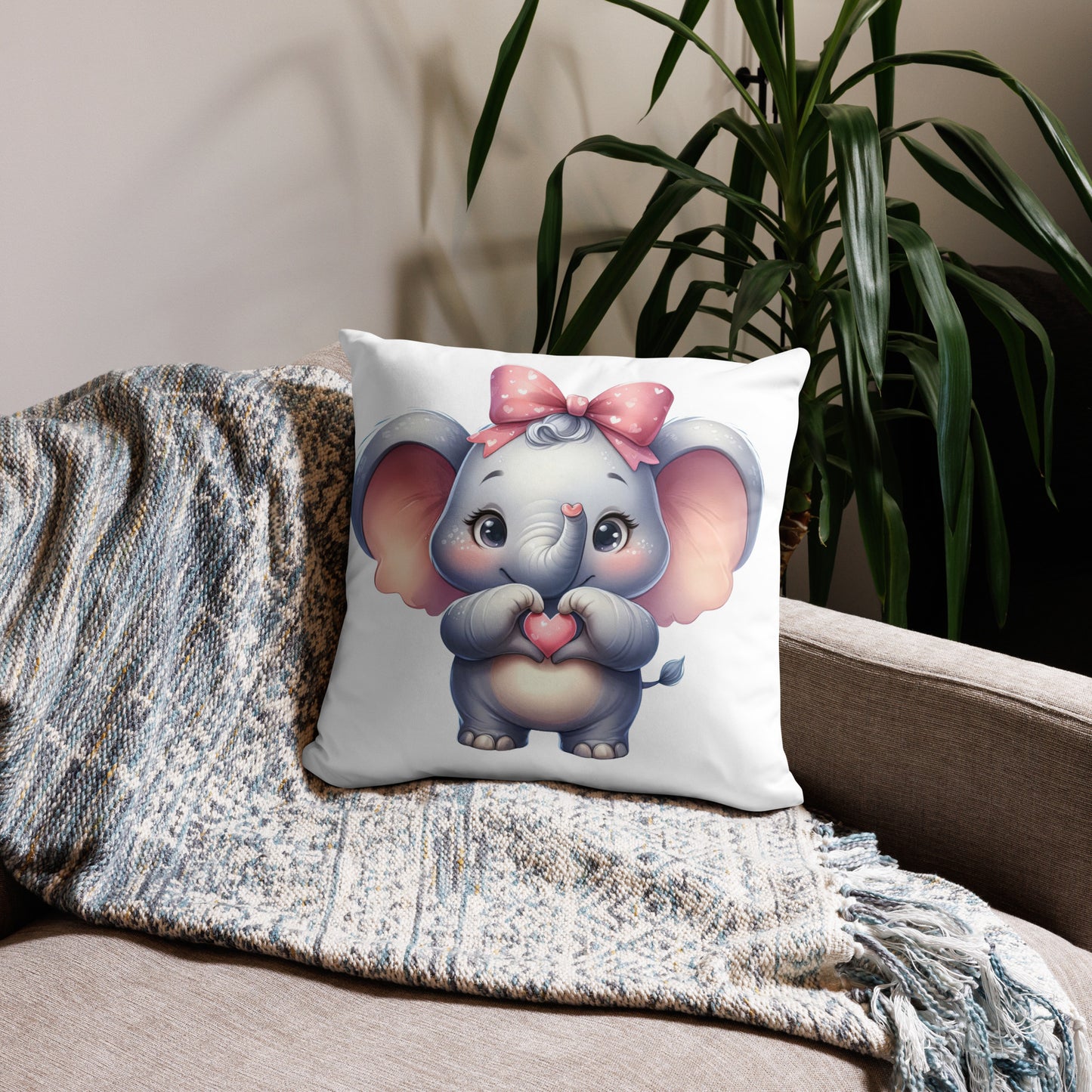 Basic Pillow - Elephant with "Heart Hands"