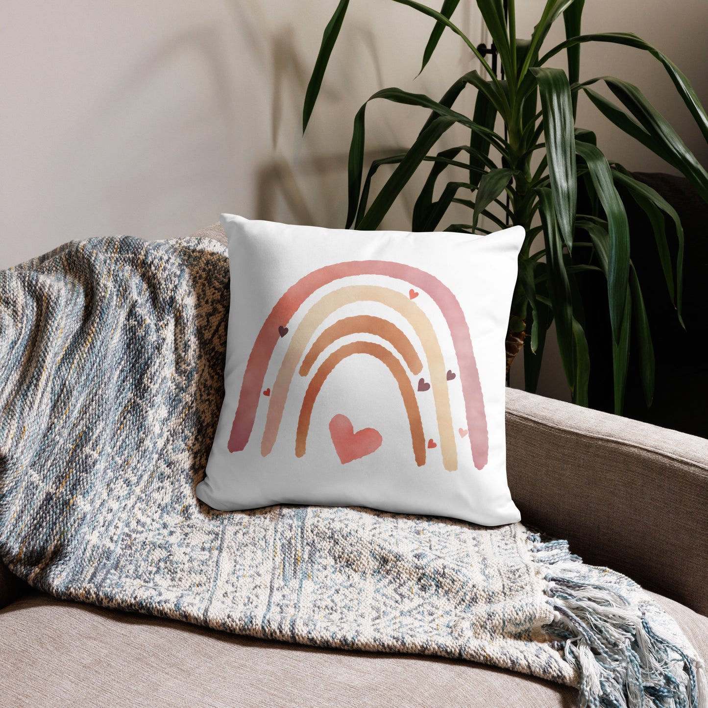 Basic Pillow "Rainbows & Hearts" Collection Pink Heart