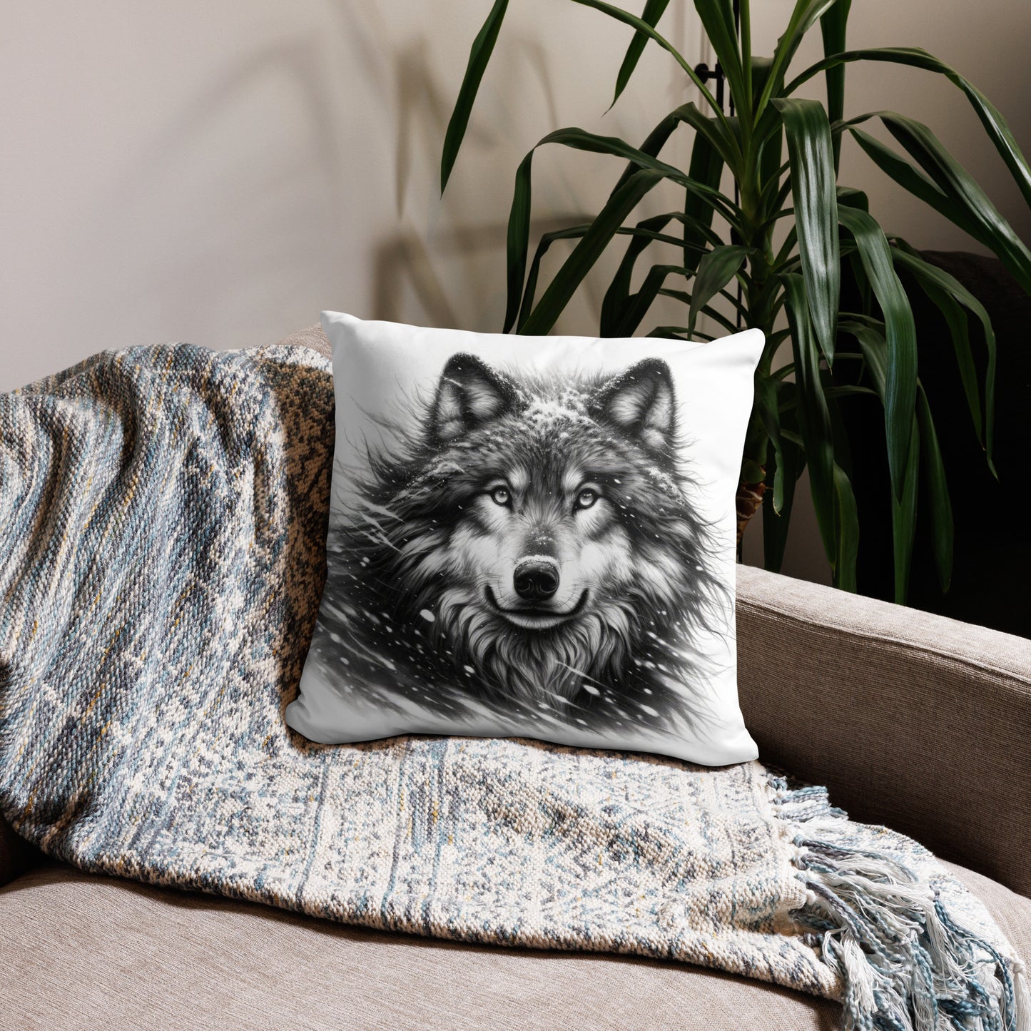 Basic Pillow Snow Wolf with