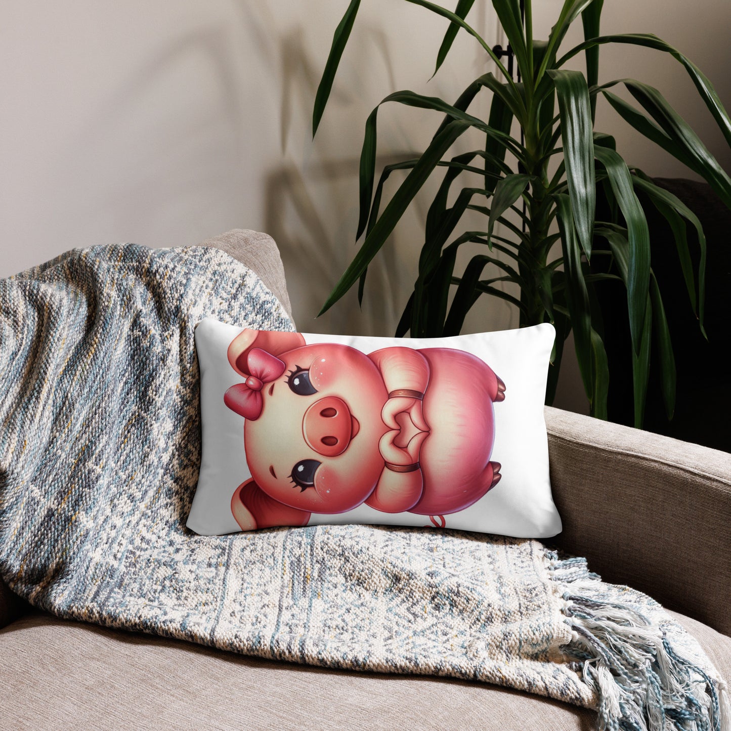 Little Piggy with "Heart Hands" Basic Pillow, Kawaii, Swifties Sign