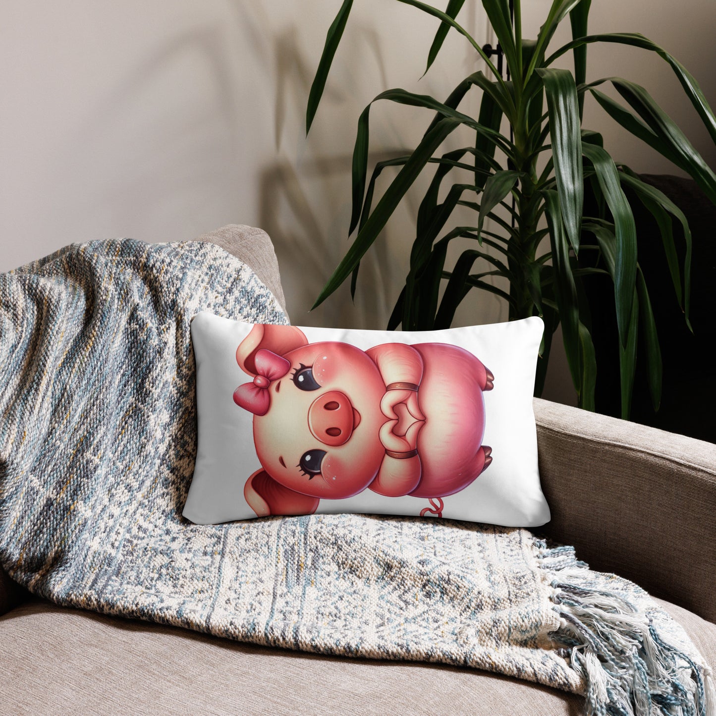 Little Piggy with "Heart Hands" Basic Pillow, Kawaii, Swifties Sign