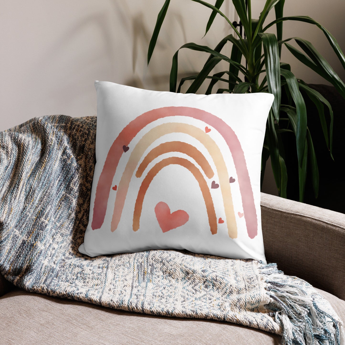 Basic Pillow "Rainbows & Hearts" Collection Pink Heart