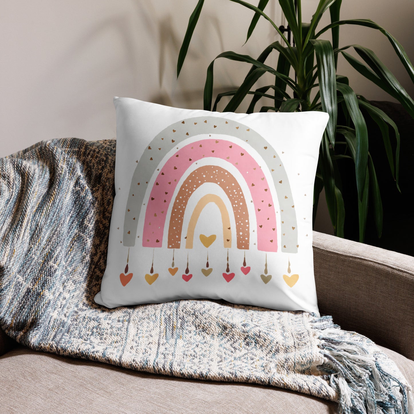 Basic Pillow "Rainbows & Hearts" Jumping Hearts