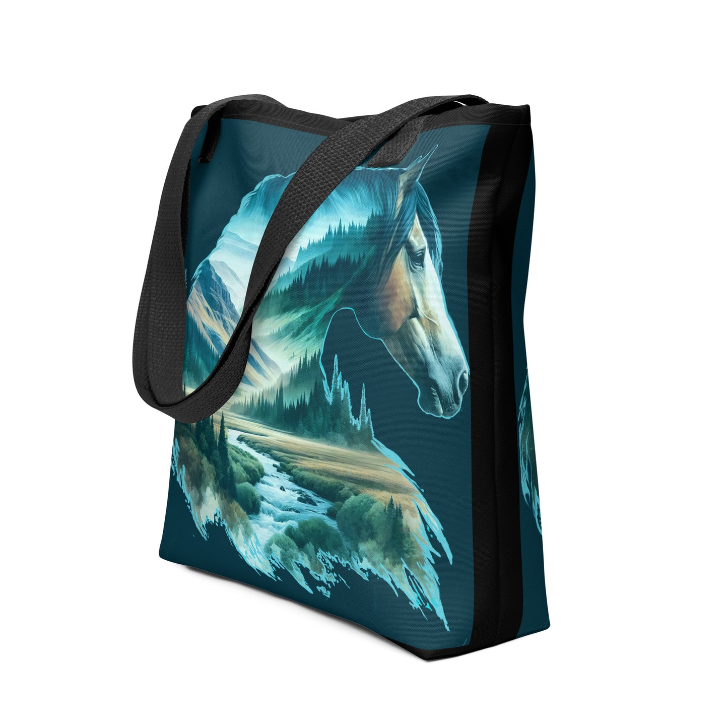 Tote bag Wild Horses 01 with Black Background