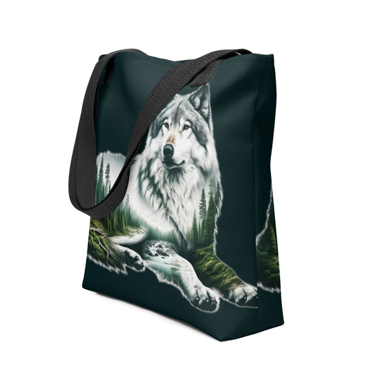 Tote bag Wolf by the River