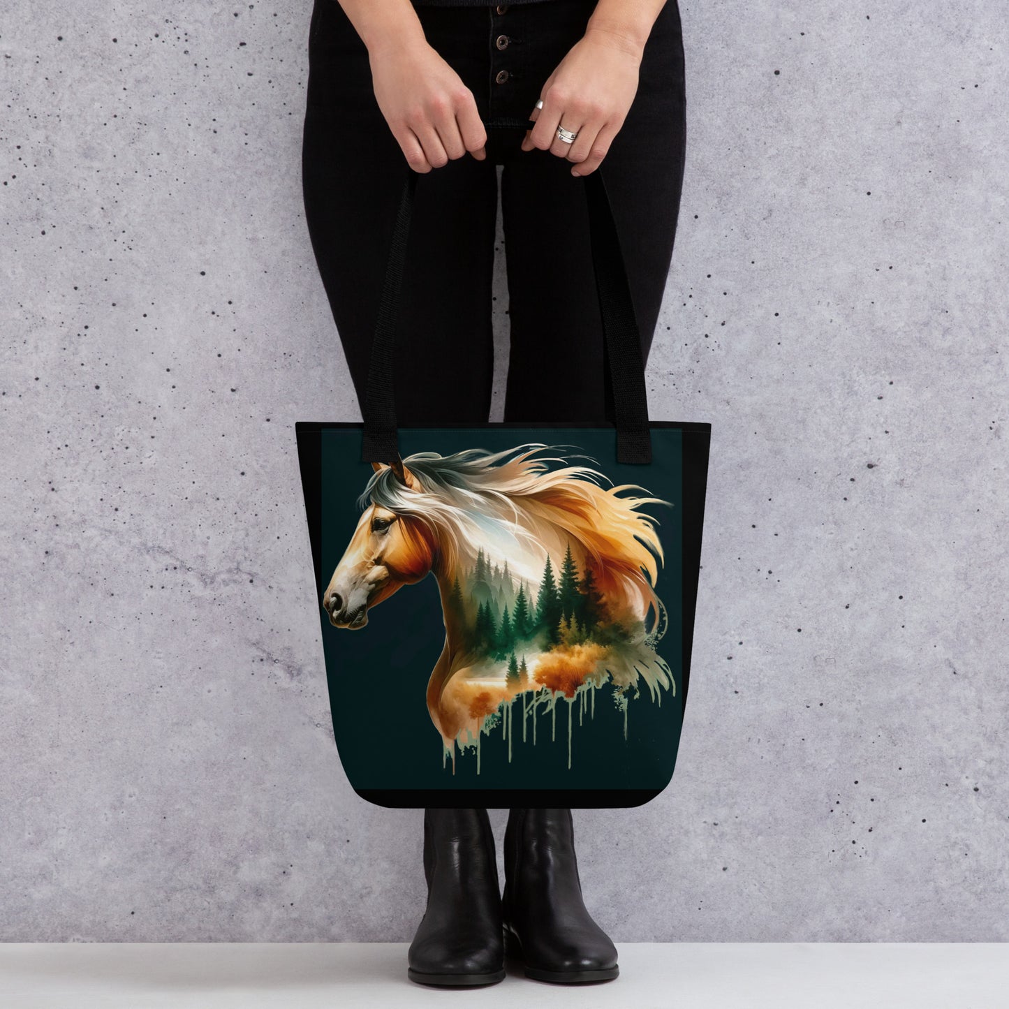 Tote bag Wild Horses 02 with Black background