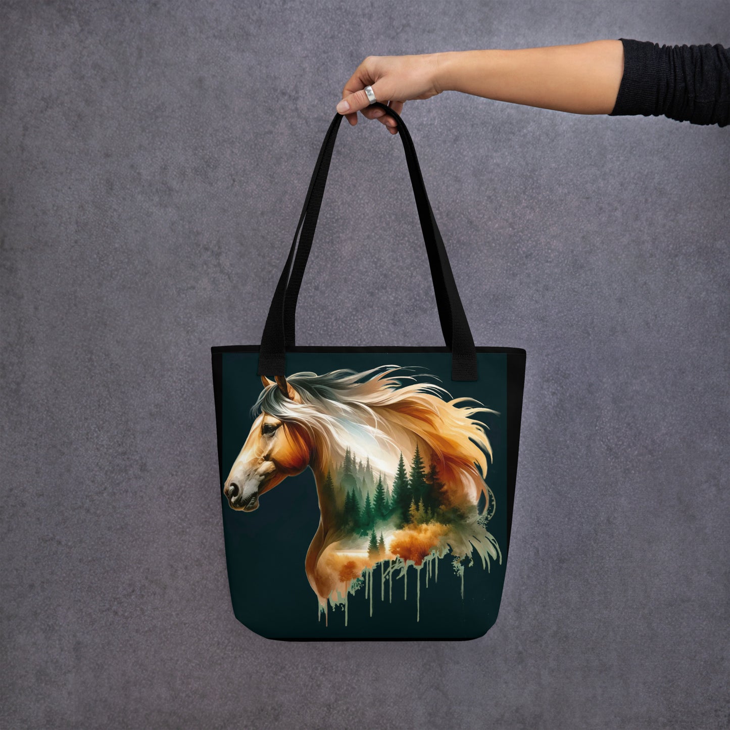 Tote bag Wild Horses 02 with Black background