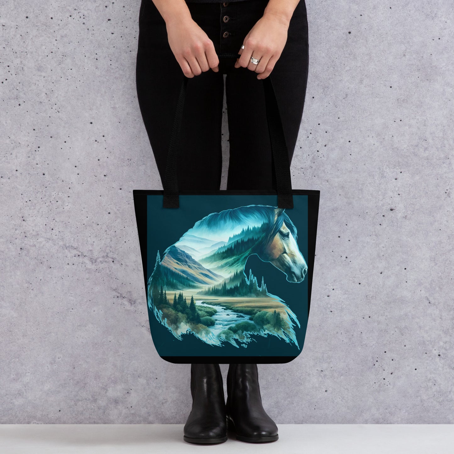 Tote bag Wild Horses 01 with Black Background