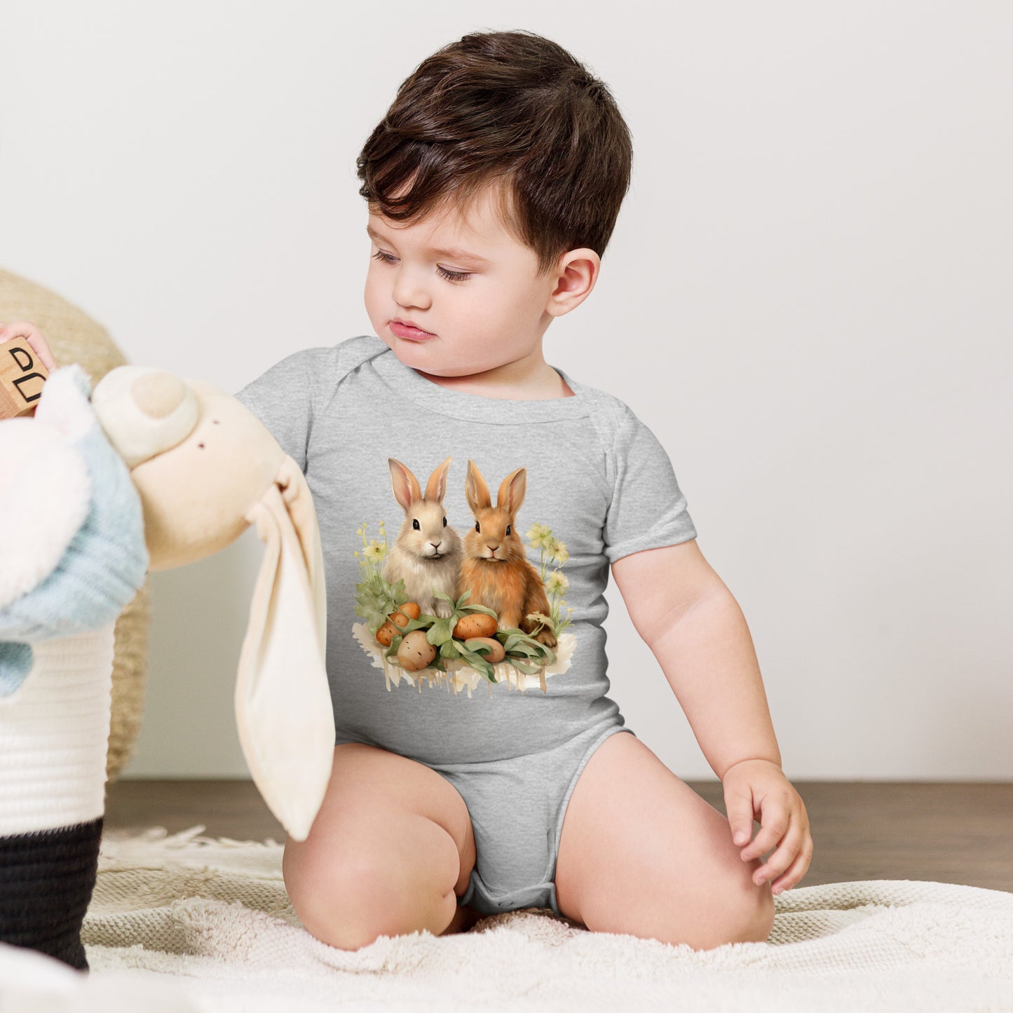 Baby Short Sleeve One Piece- A Pair of Bunnies