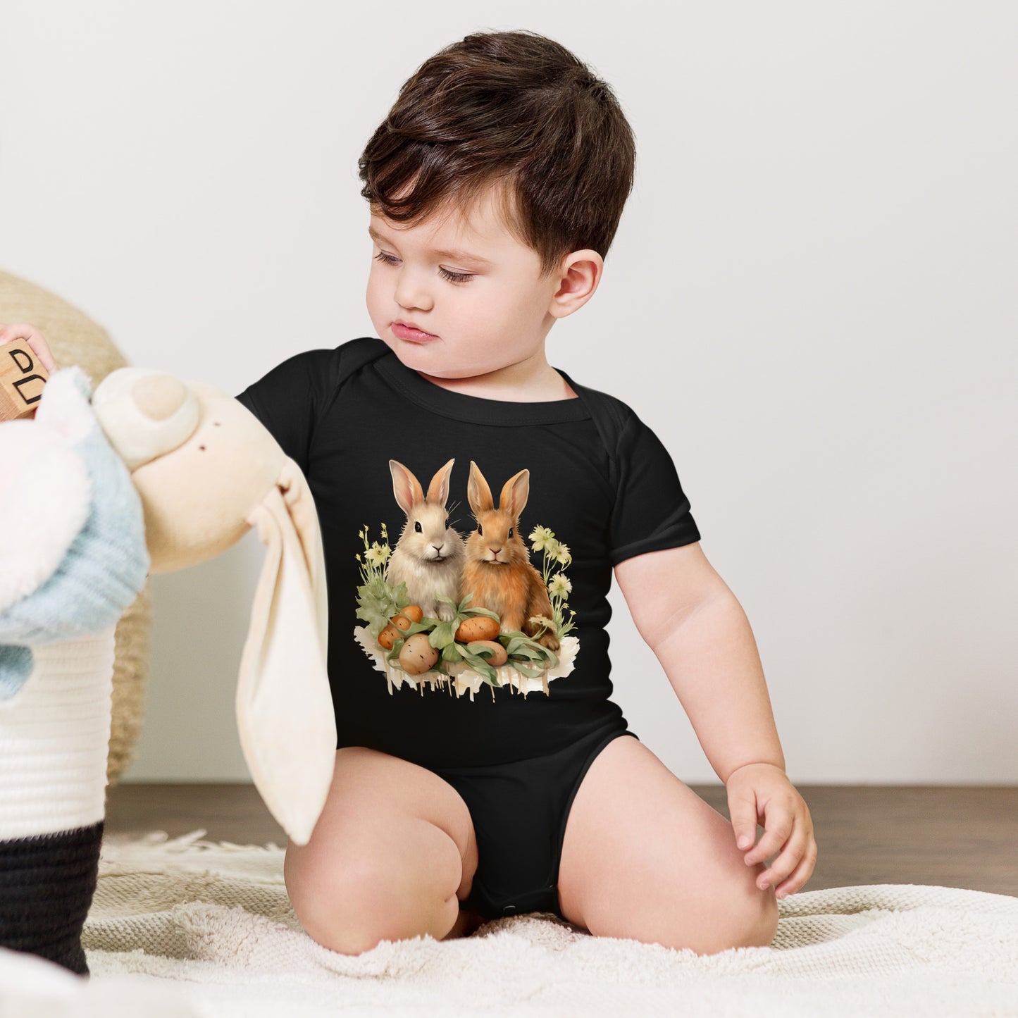 Baby Short Sleeve One Piece- A Pair of Bunnies