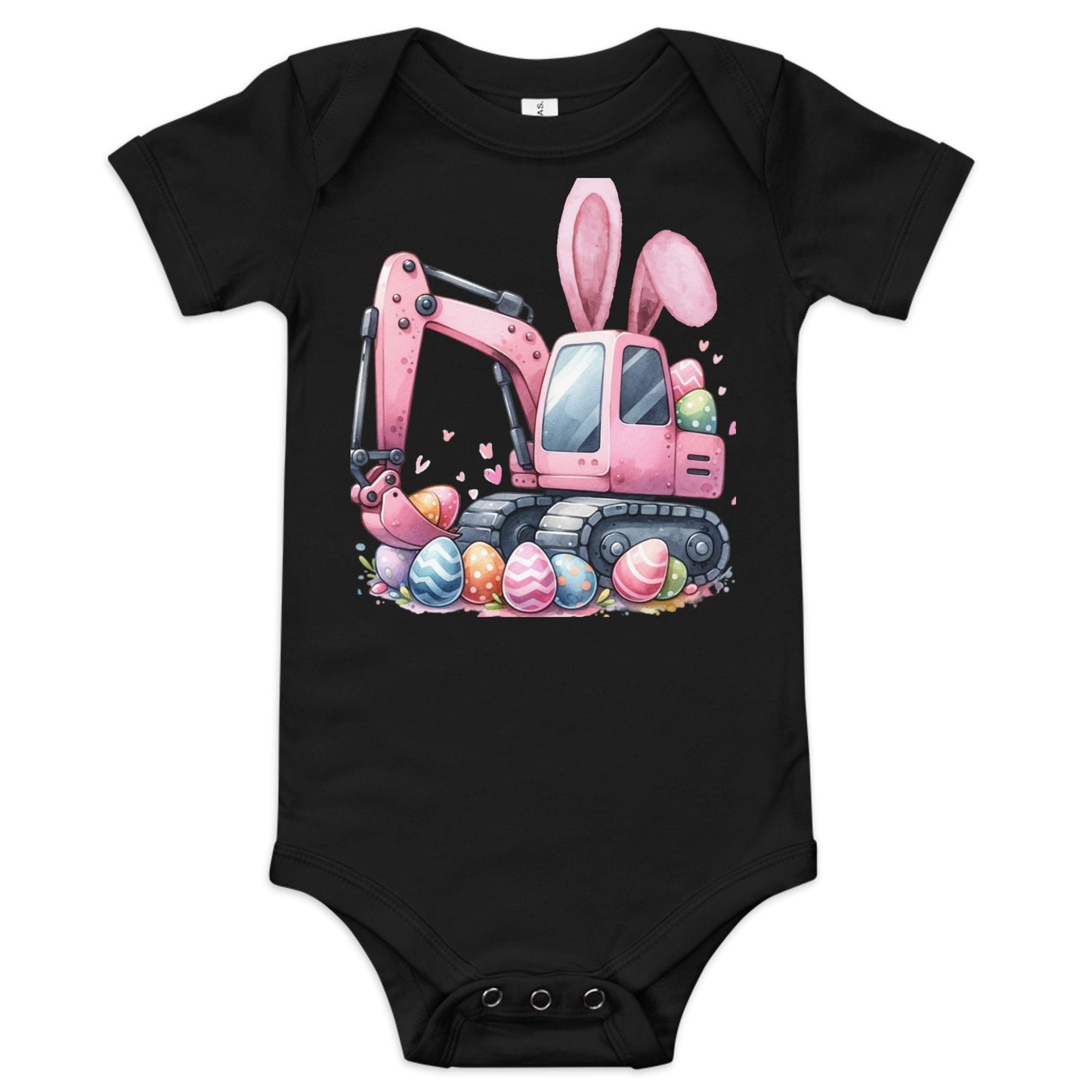 Baby Short Sleeve One Piece "Excavator Eggs"