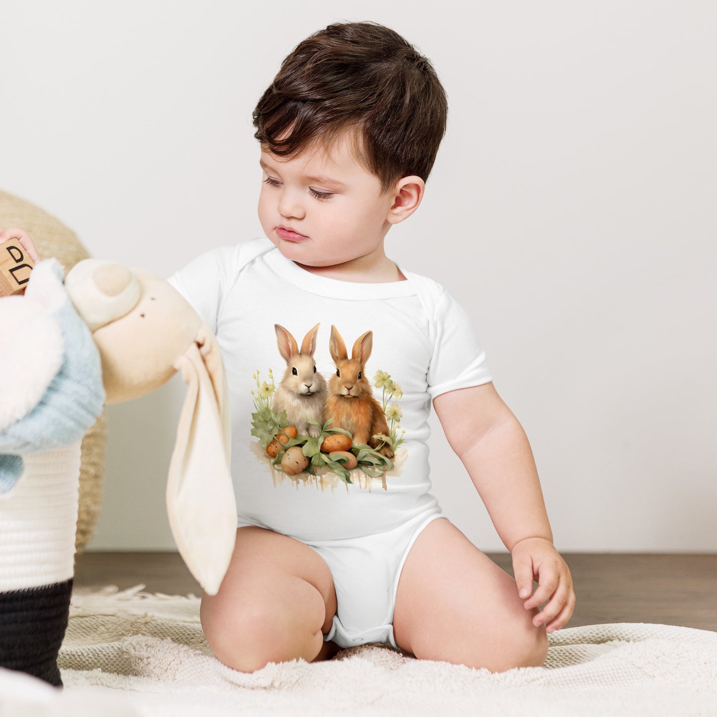 Baby Short Sleeve One Piece- A Pair of Bunnies