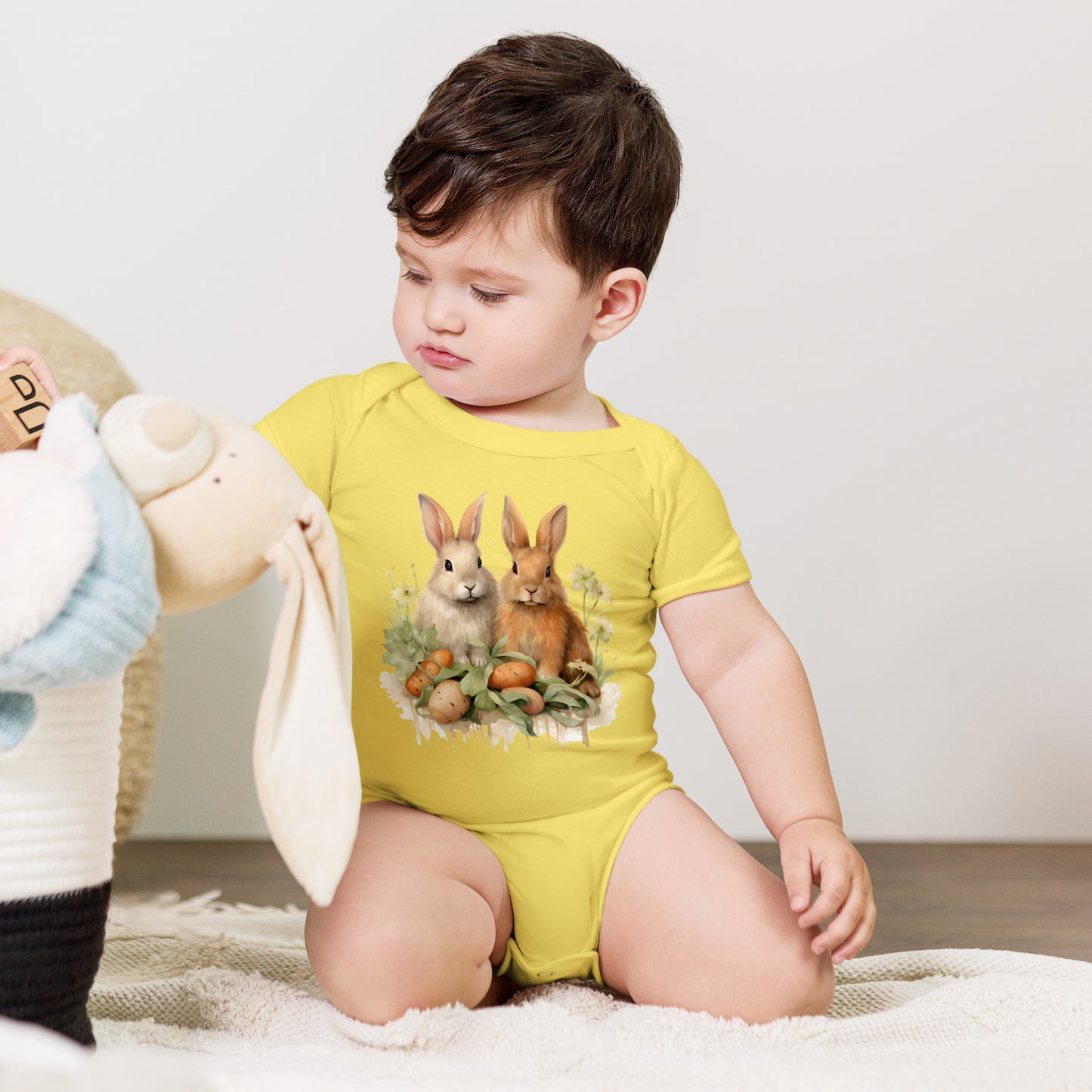 Baby Short Sleeve One Piece- A Pair of Bunnies