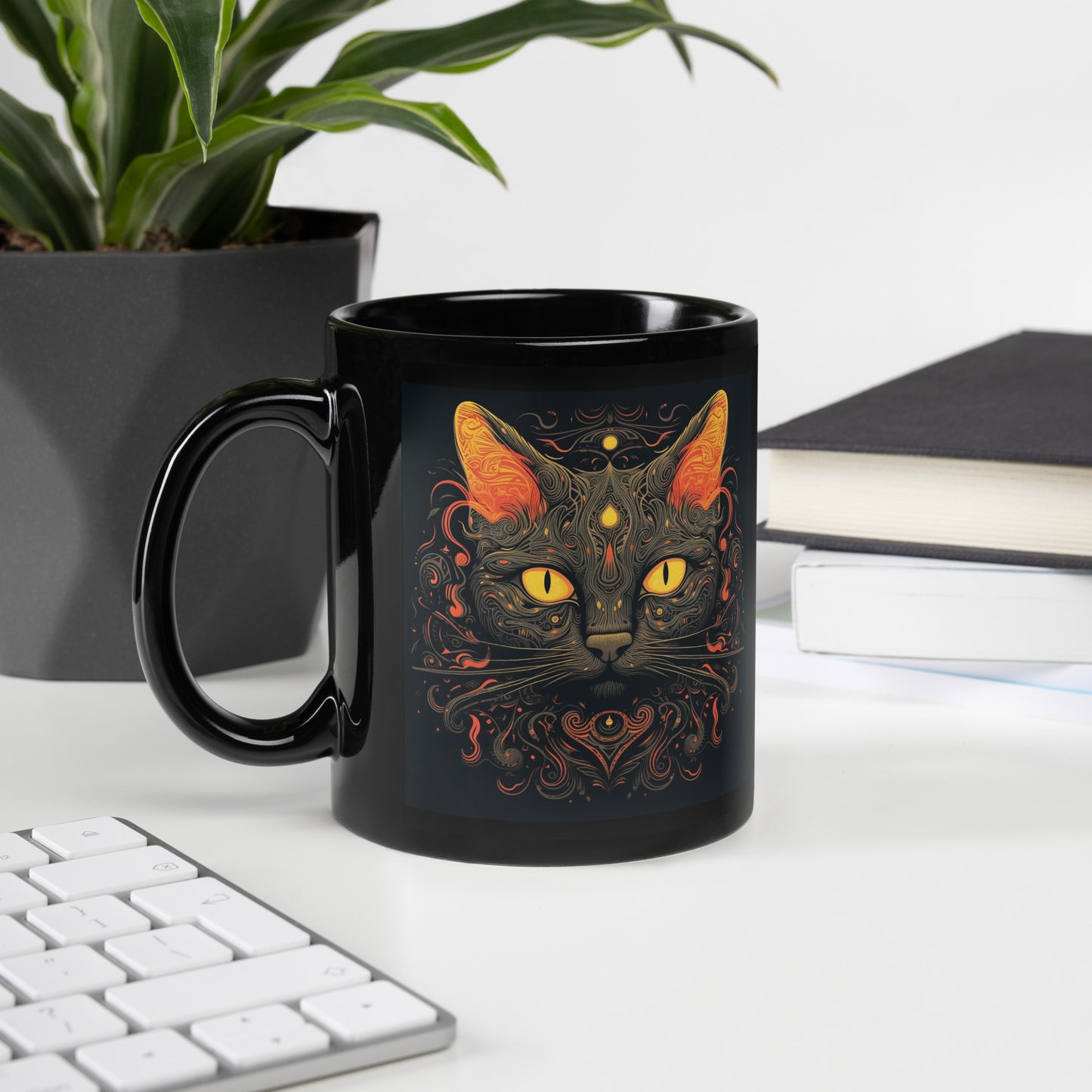 Black Cat Luna - Black Glossy Mug