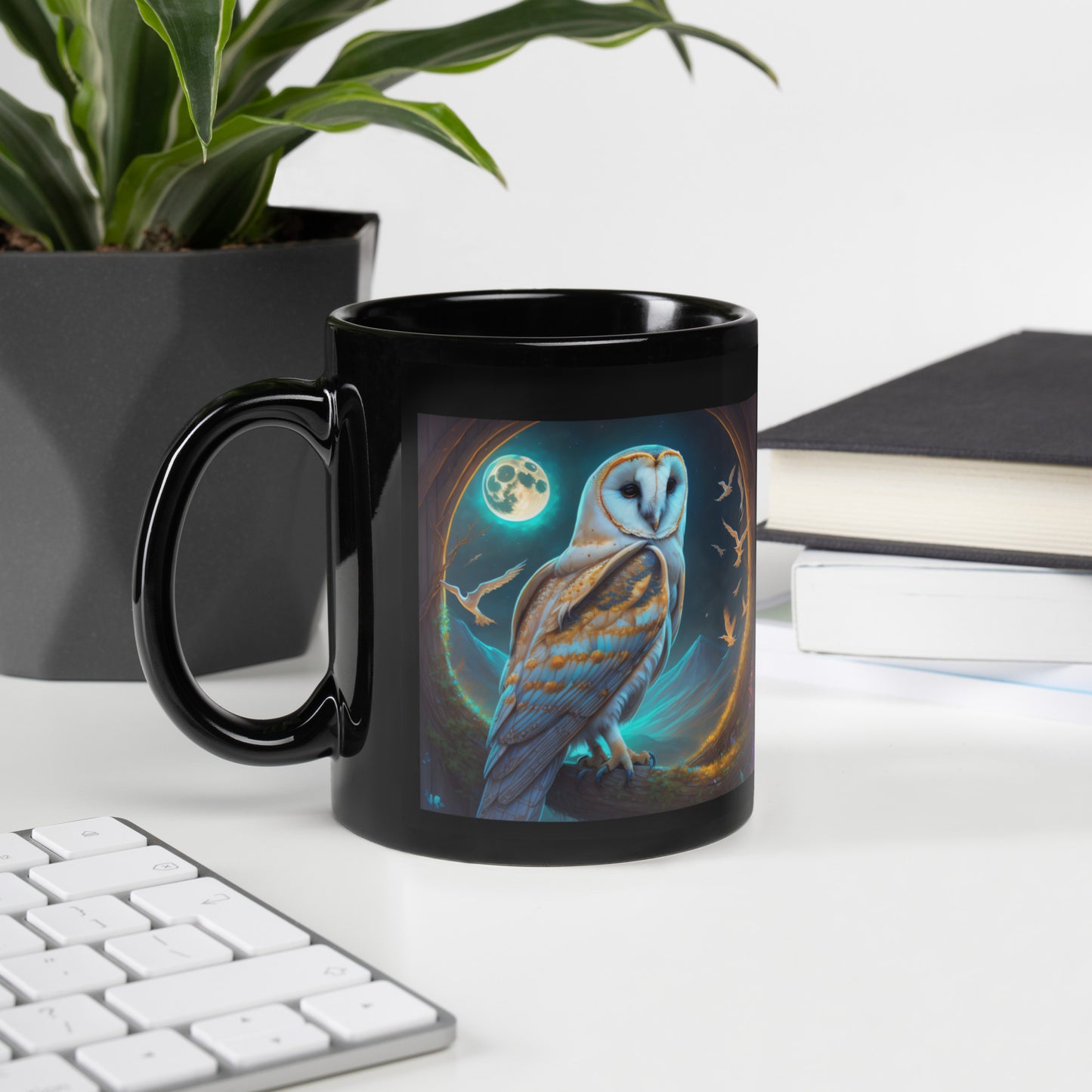 Barn Owl - Black Glossy Mug