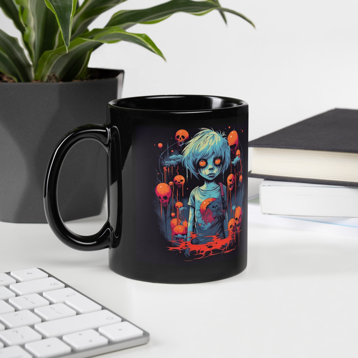 Zombie Boy - Black Glossy Mug