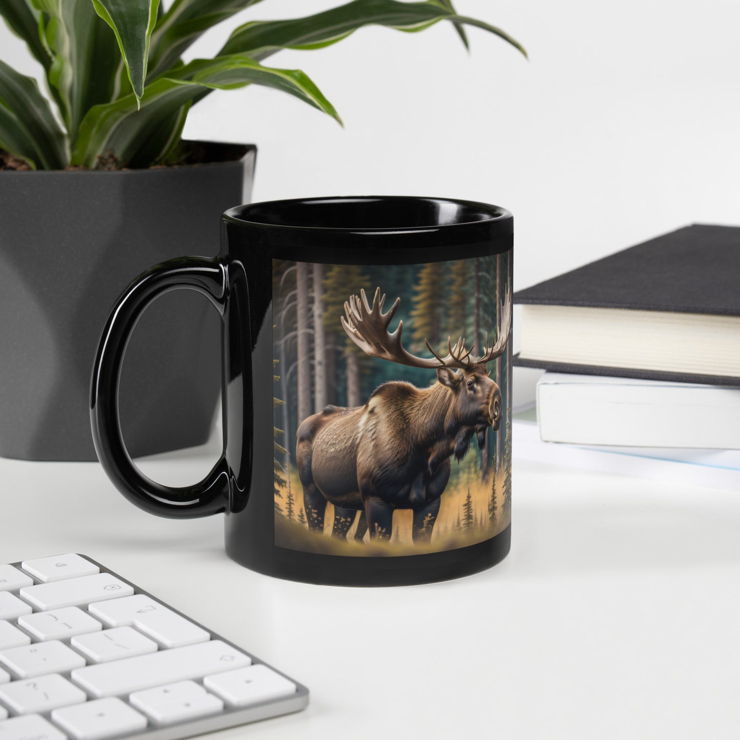 Moose Black Glossy Mug