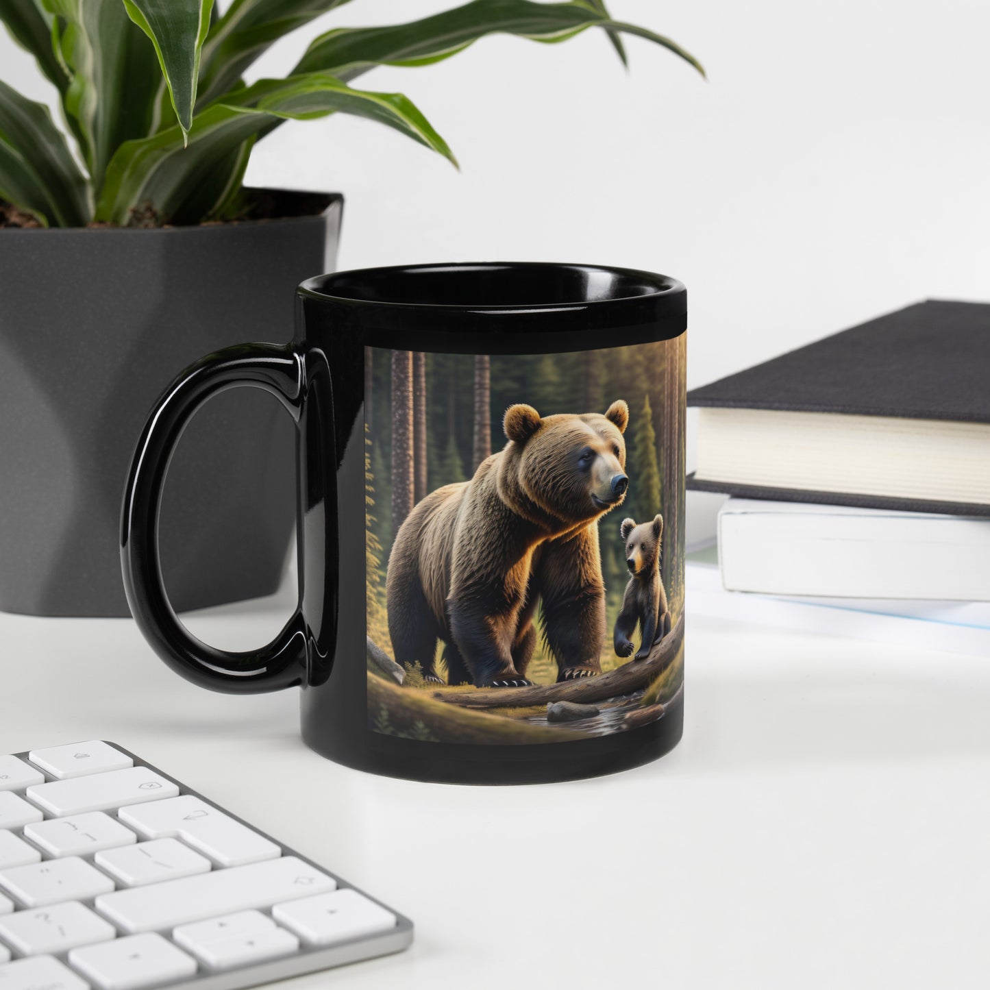 Willderness Bear & Cub - Black Glossy Mug