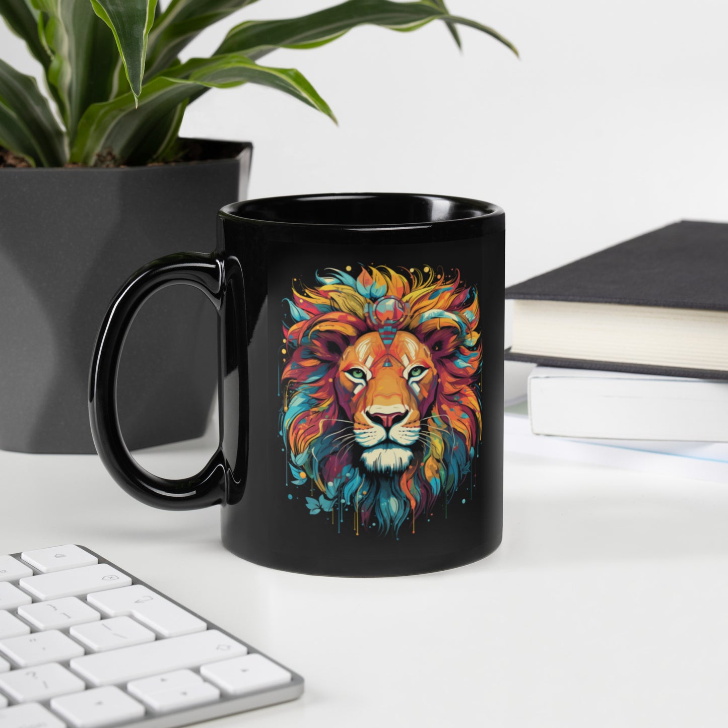 Sir Dazzling the Lion - Black Glossy Mug