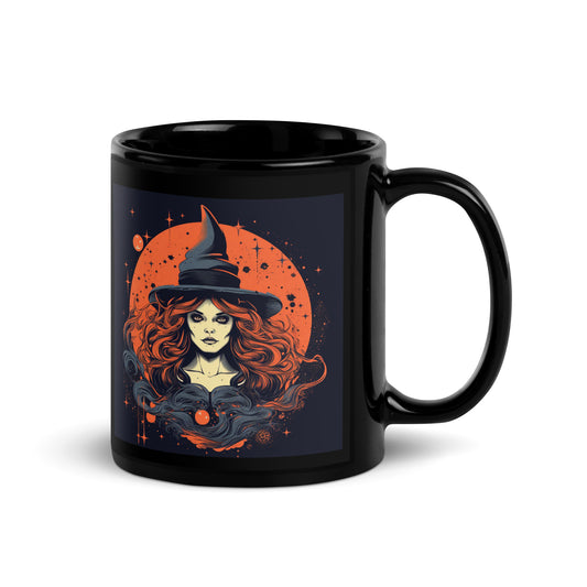 Halloween Witch Red #4 - Black Glossy Mug