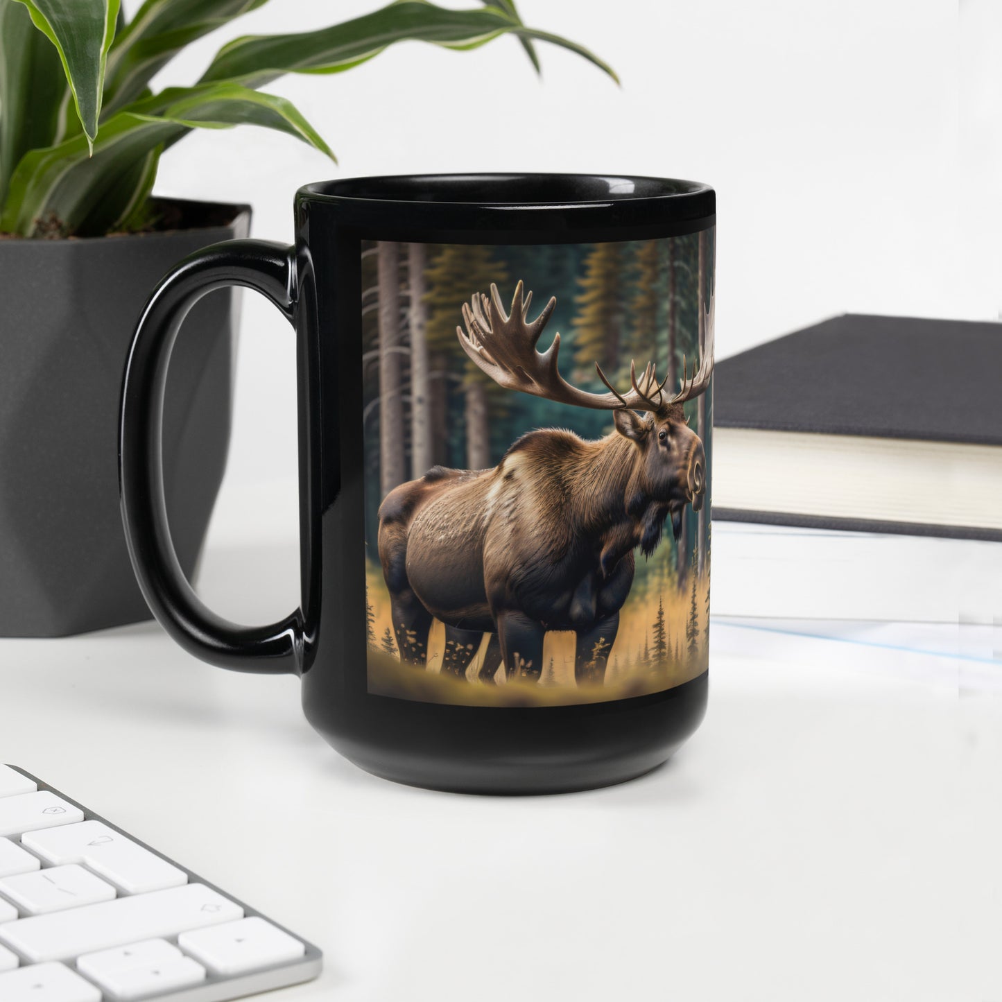 Moose Black Glossy Mug