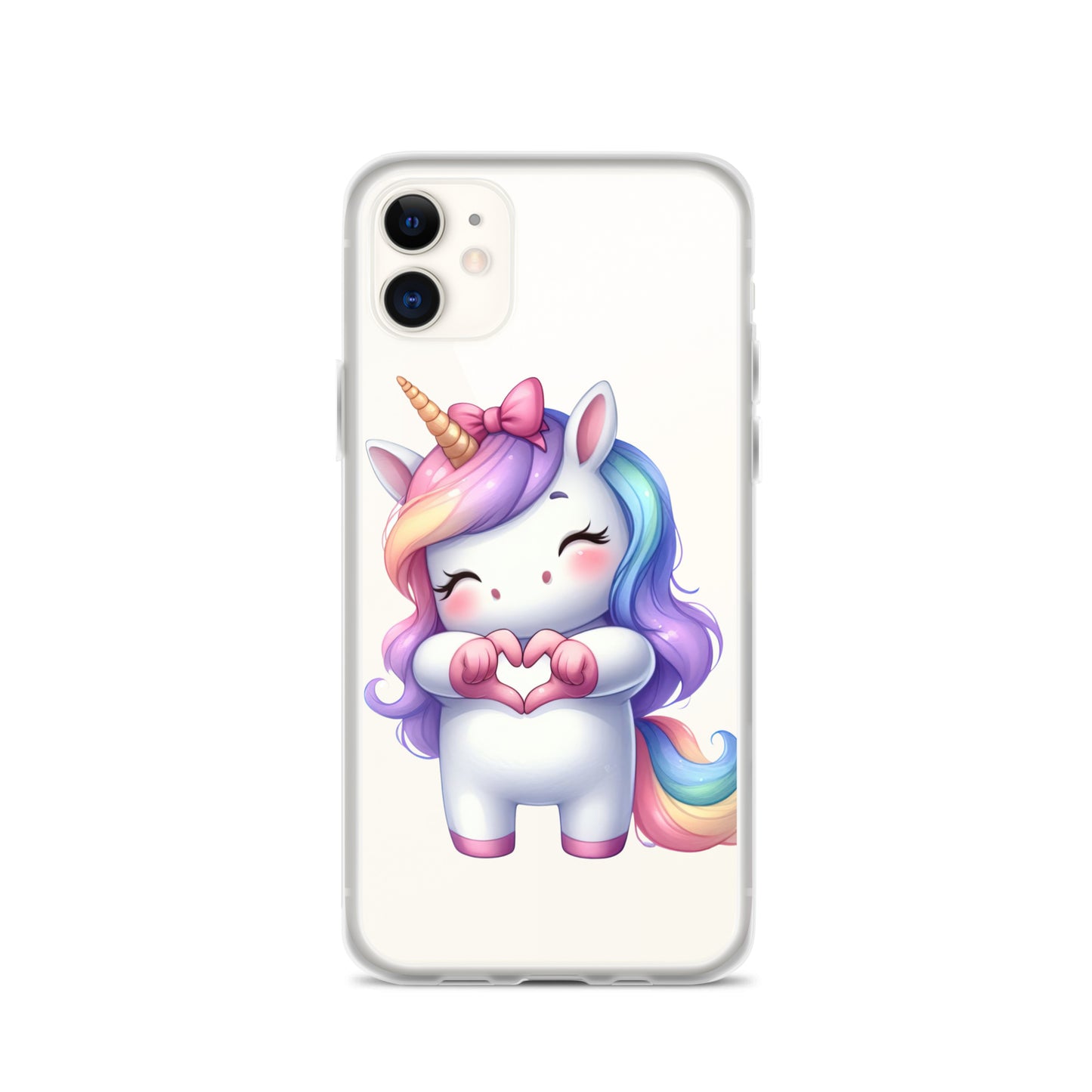 Unicorn with Heart Hands Clear Case for iPhone®