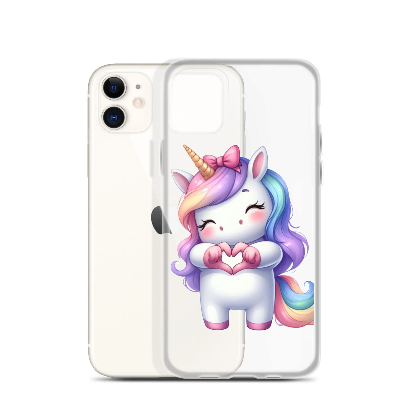 Unicorn with Heart Hands Clear Case for iPhone®