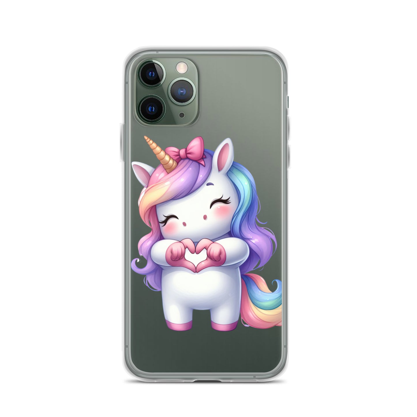 Unicorn with Heart Hands Clear Case for iPhone®