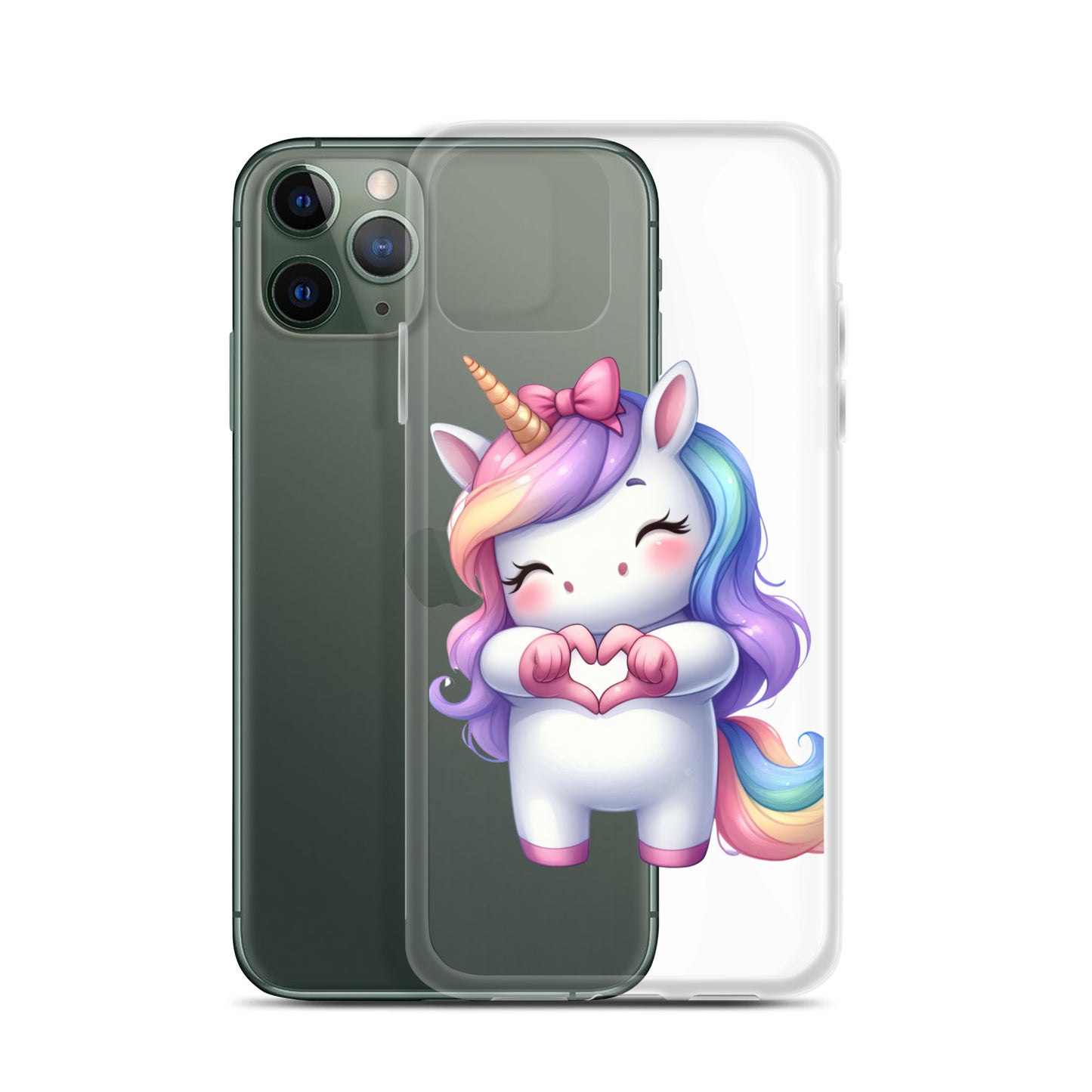 Unicorn with Heart Hands Clear Case for iPhone®