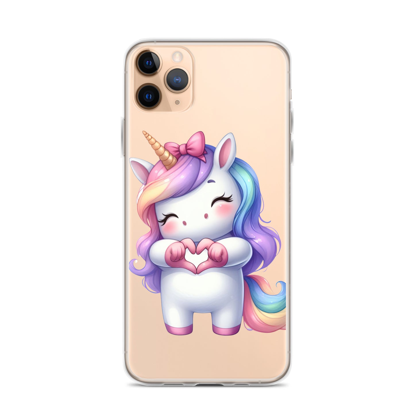 Unicorn with Heart Hands Clear Case for iPhone®