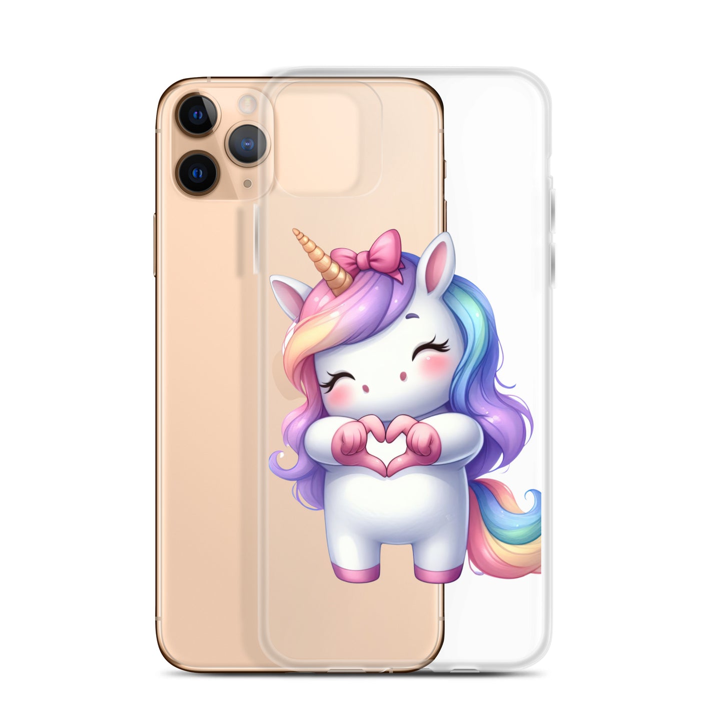 Unicorn with Heart Hands Clear Case for iPhone®