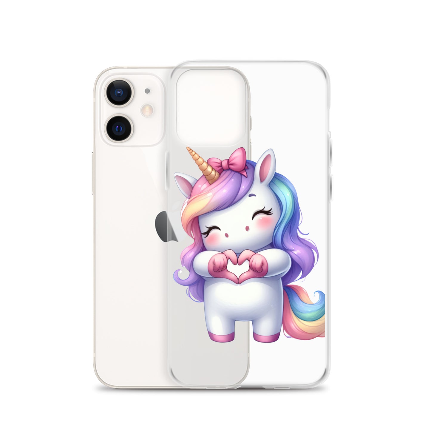 Unicorn with Heart Hands Clear Case for iPhone®