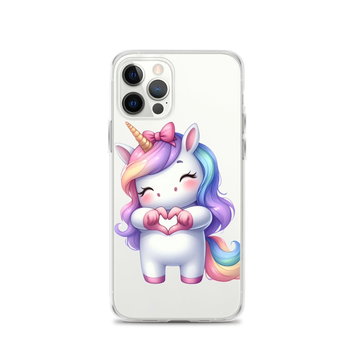 Unicorn with Heart Hands Clear Case for iPhone®