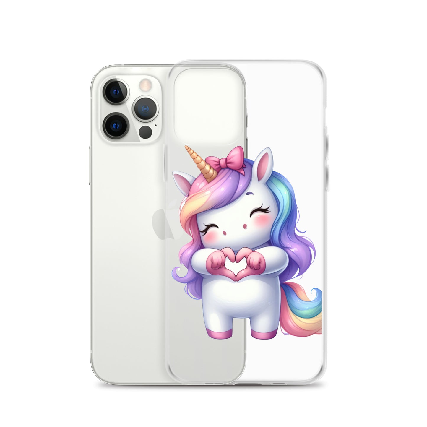 Unicorn with Heart Hands Clear Case for iPhone®