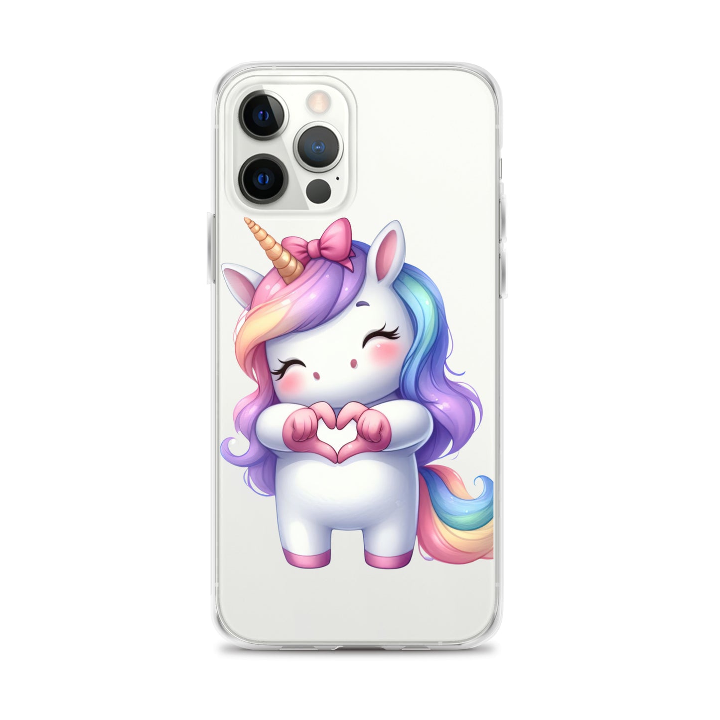 Unicorn with Heart Hands Clear Case for iPhone®