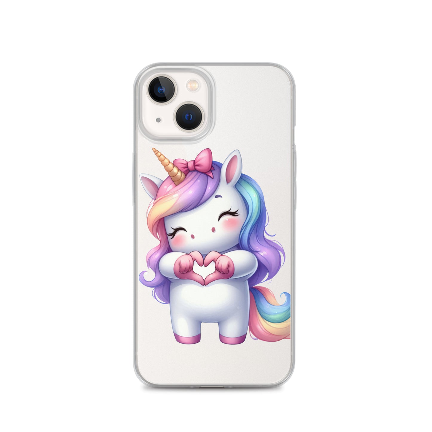 Unicorn with Heart Hands Clear Case for iPhone®