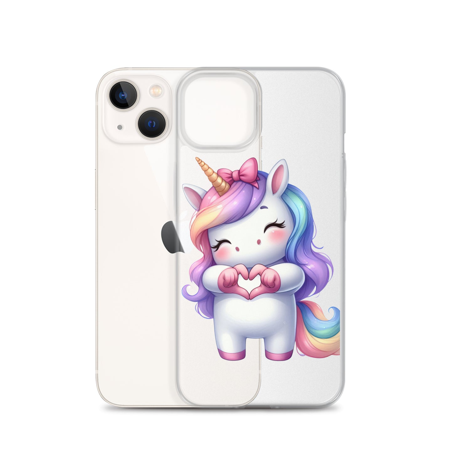 Unicorn with Heart Hands Clear Case for iPhone®