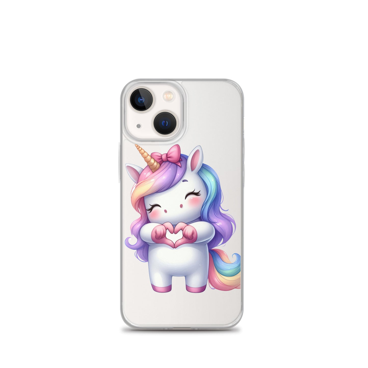 Unicorn with Heart Hands Clear Case for iPhone®