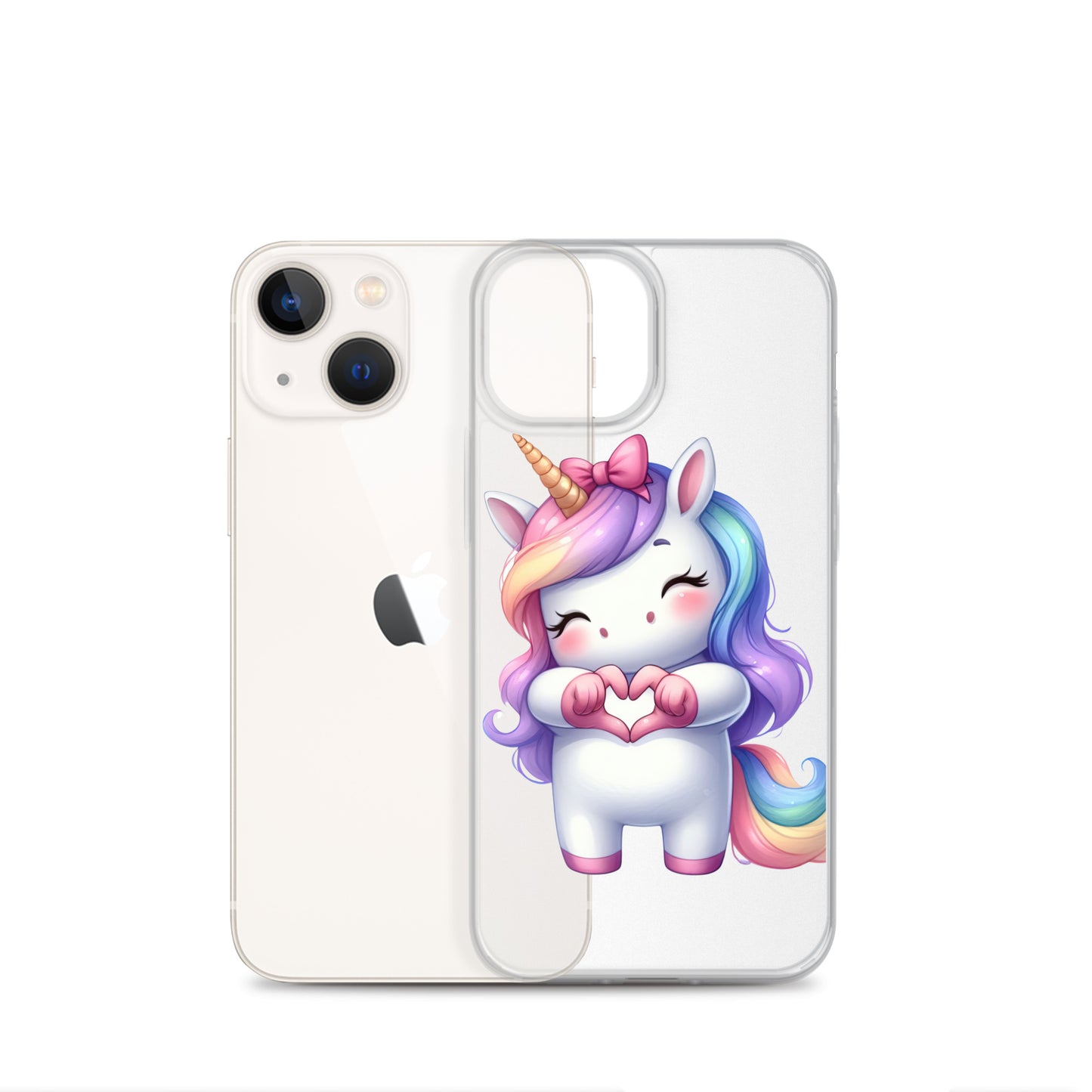 Unicorn with Heart Hands Clear Case for iPhone®