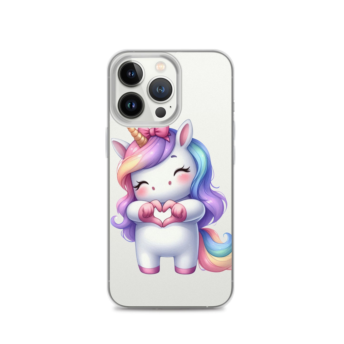 Unicorn with Heart Hands Clear Case for iPhone®