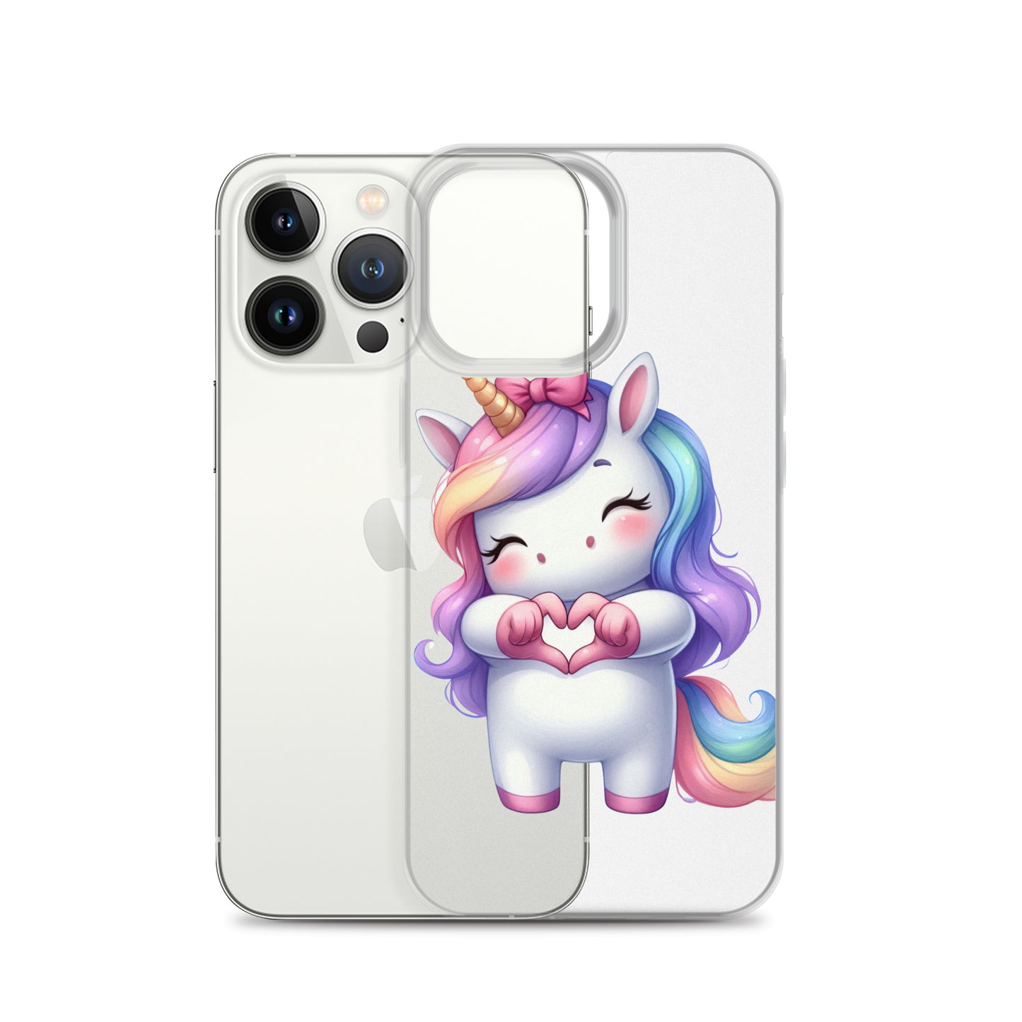 Unicorn with Heart Hands Clear Case for iPhone®