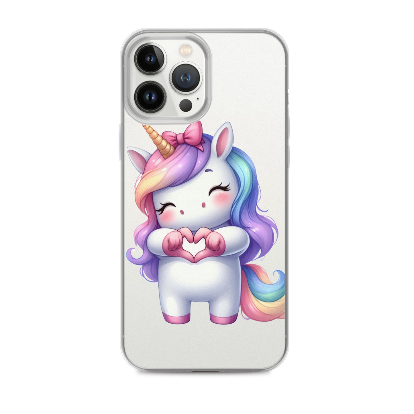 Unicorn with Heart Hands Clear Case for iPhone®