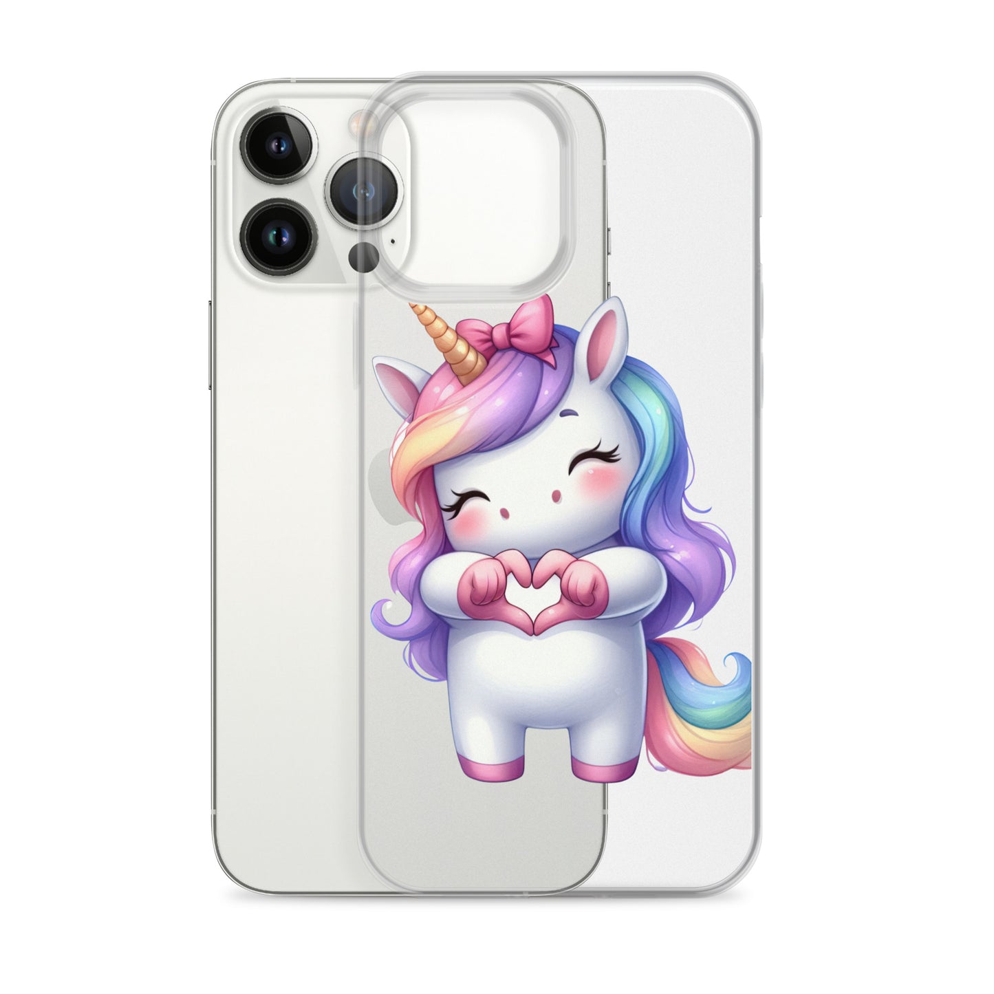 Unicorn with Heart Hands Clear Case for iPhone®