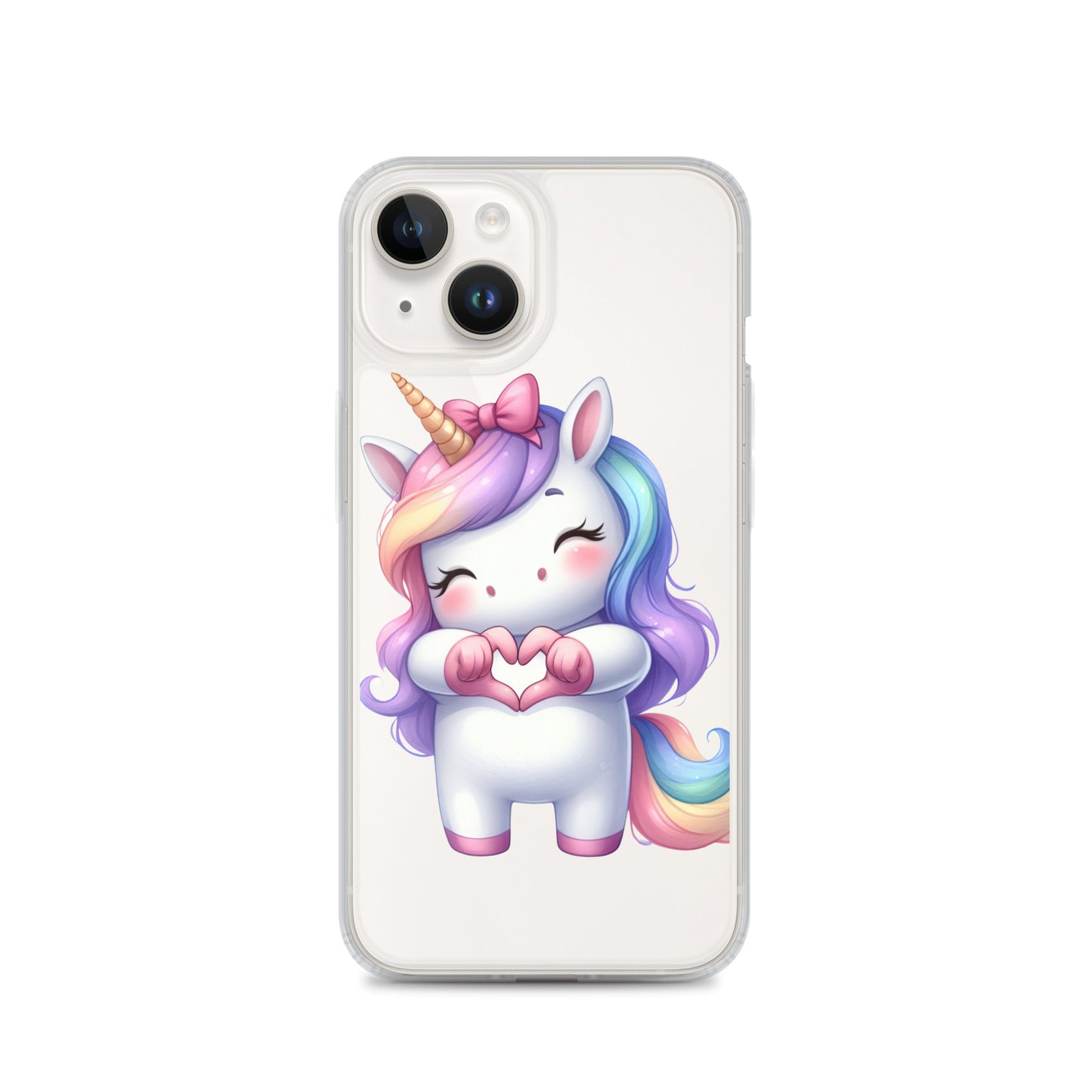 Unicorn with Heart Hands Clear Case for iPhone®